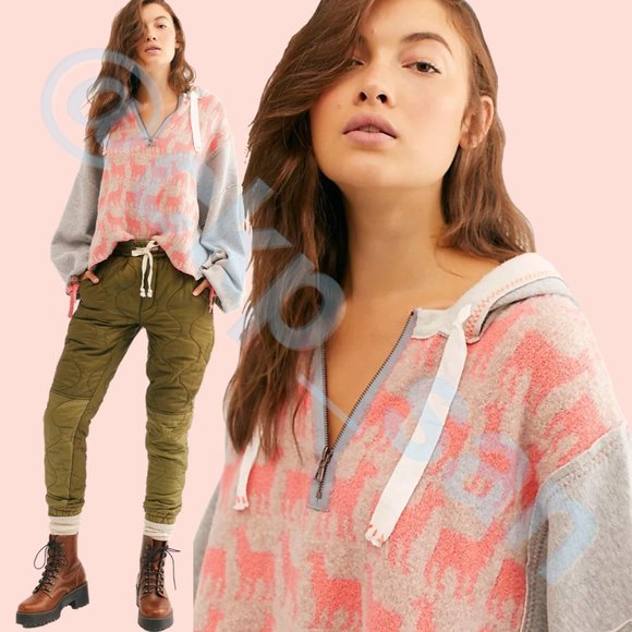 Free People Alpaca My Bags Hoodie Sz M - Picture 2 of 14